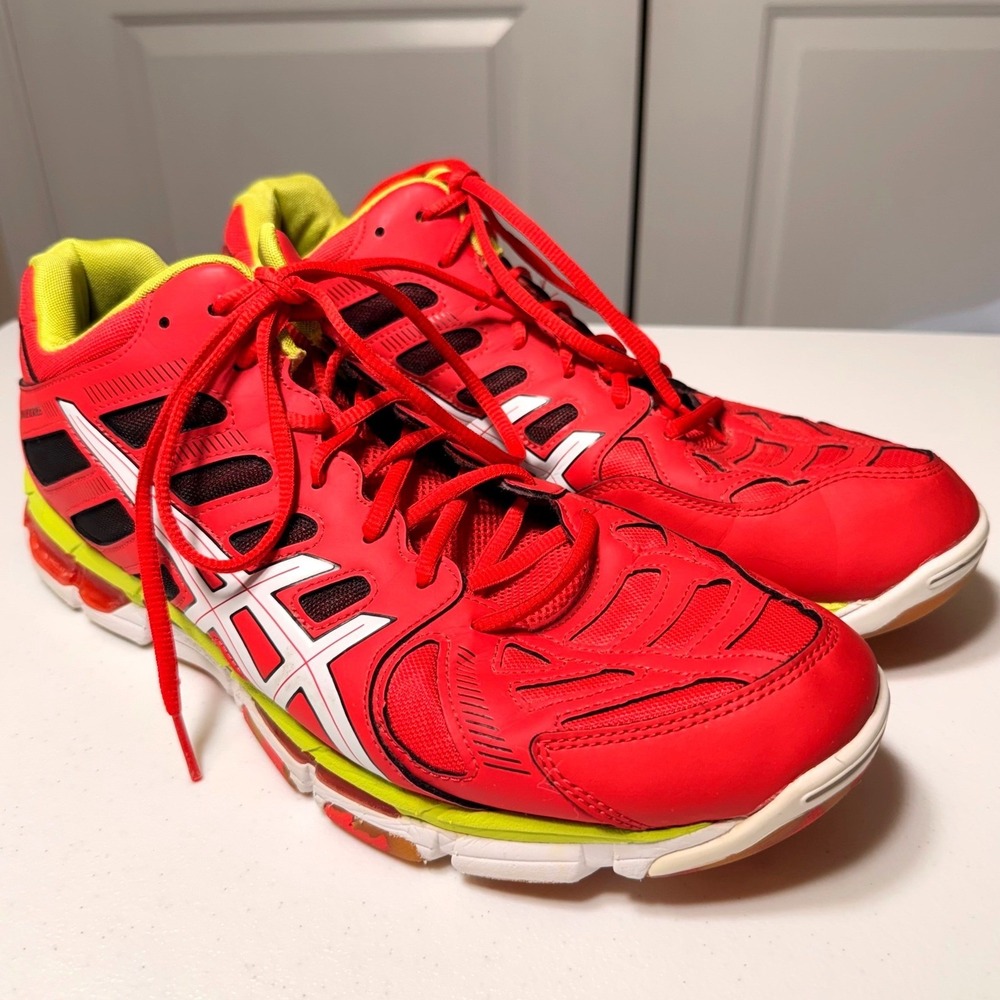 Asics Gel-Volleycross Revolution Red Lime Volleyball Shoes B301Y Mens 12.5 - Picture 3 of 14